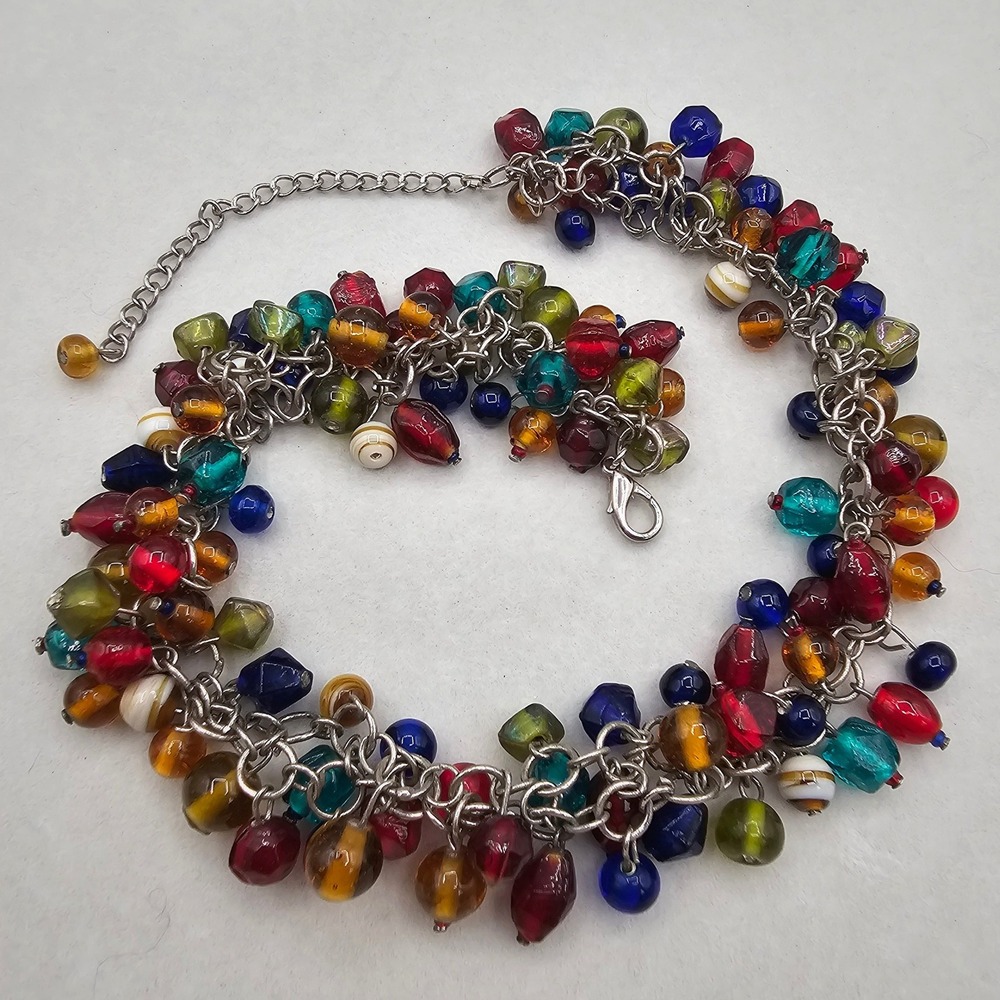 Cha Cha Style Vintage Necklace Multi Colored Bead Colorful Festival Retro